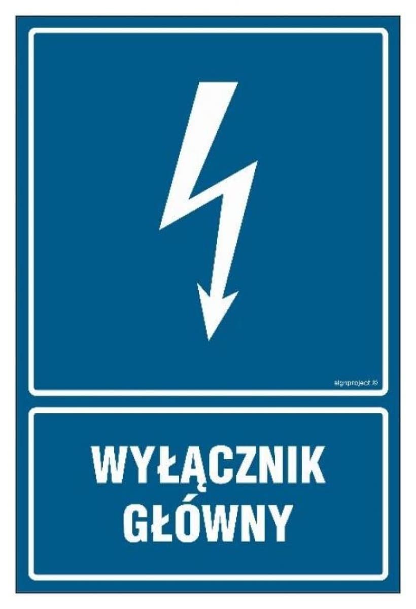 ZNAK - HG012 Wyłącznik główny - arkusz 9 naklejek 5 x 7,5 cm FN - Folia samoprzylepna
